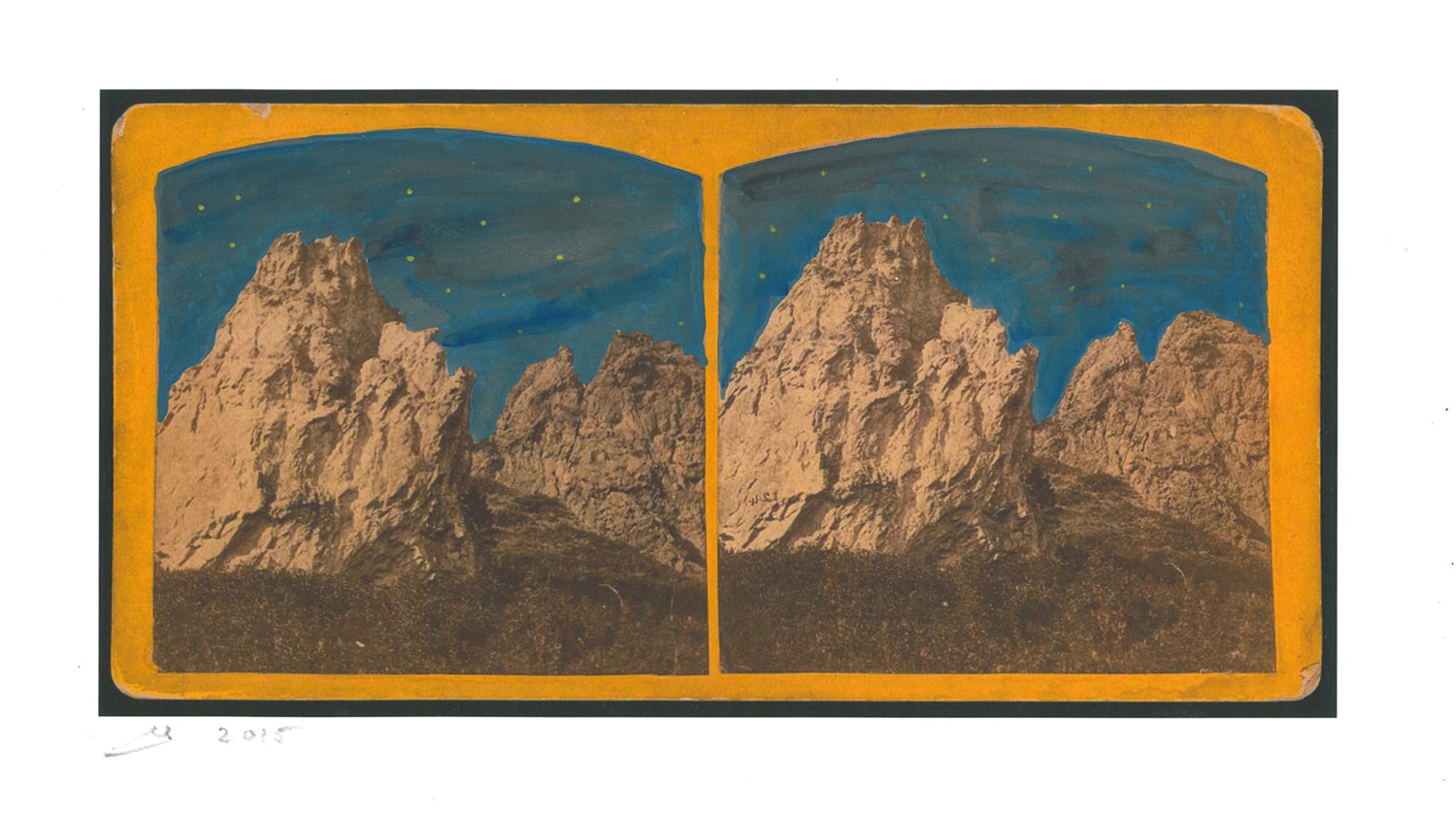 תום פניני, Double Star D, 2015, צבעי מים על נייר צבעי מים מודפס, 26.5X40.5 סמ