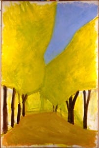 אורי רייזמן,  שדרת עצי חרוב, שנות ה-60 צבעי-שמן על בד 